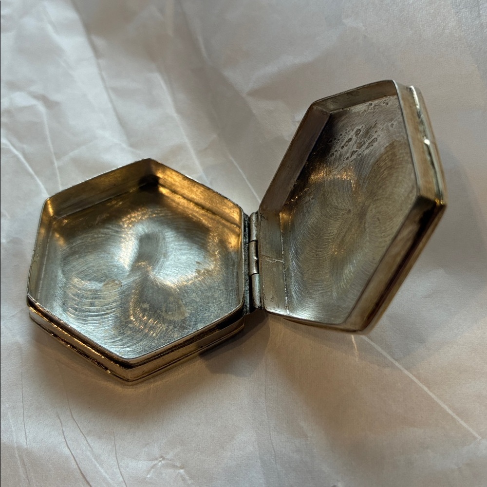 Hexagonal Sterling Silver Pill Box - image 3
